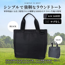 GINO Golf Round Tote Bag Round Pouch Cart Bag Golf Bag Strong Nylon, Regular Black/Black
