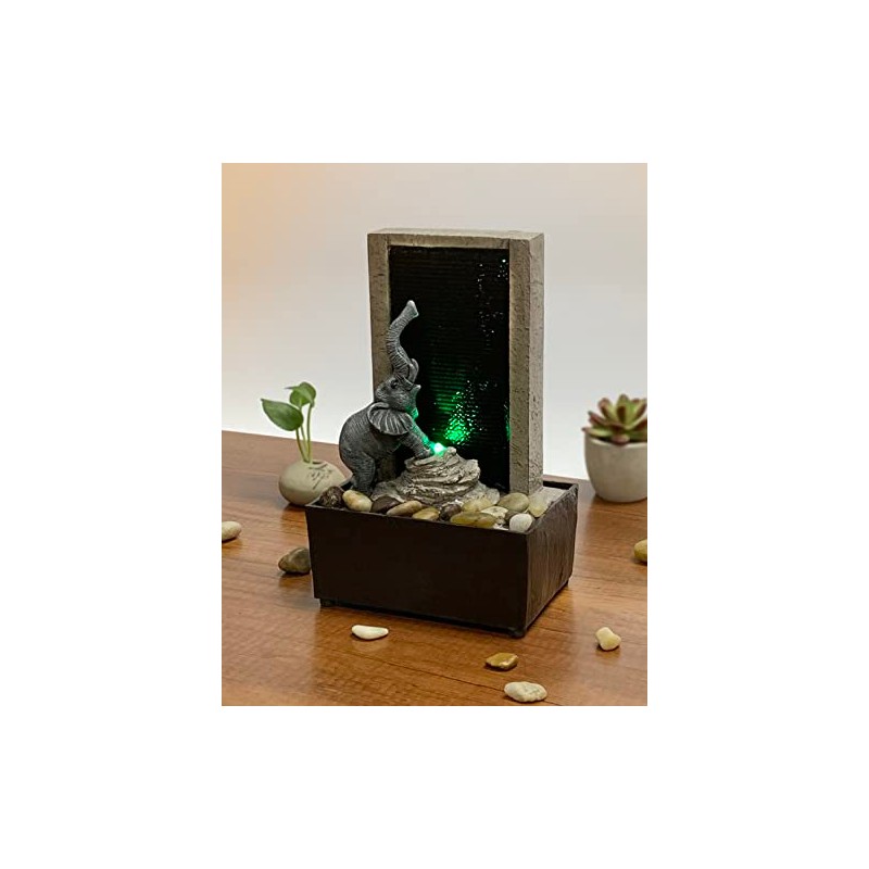 Nature's Mark 9" H Elephant Tabletop Water Fountain with Natural