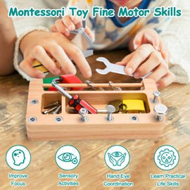 CGYUJISD Montessori Screwdriver Board Set Lock and Key Toys Kids Tools Montessori Toys for 3+ Year Old Learning Practical Life Fine Motor Skills