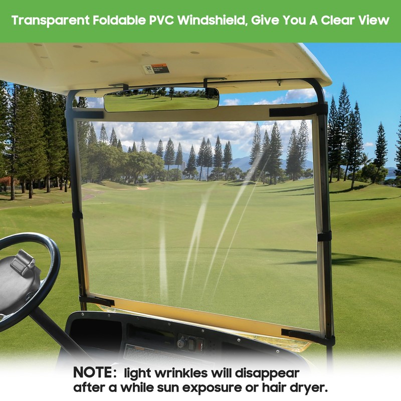 10L0L Foldable Golf Cart Windshield Film for EZGO RXV, Clear