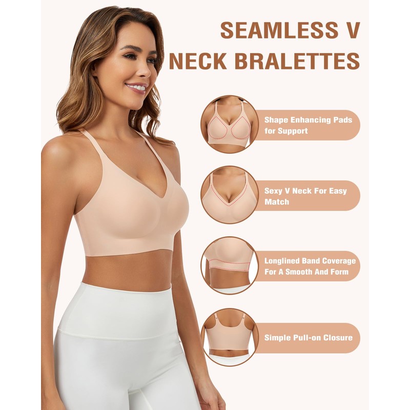 Comfortable Seamless Wireless Bra Cross Back Pull on Bras V