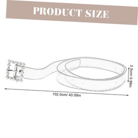 Healeved 1Pc Transparent Punk Style Narrow Waist Belt for Women Silver Rivet Square Buckle Belt for Jeans Stylish Costume Accessory for Daily Wear and Special Occasions