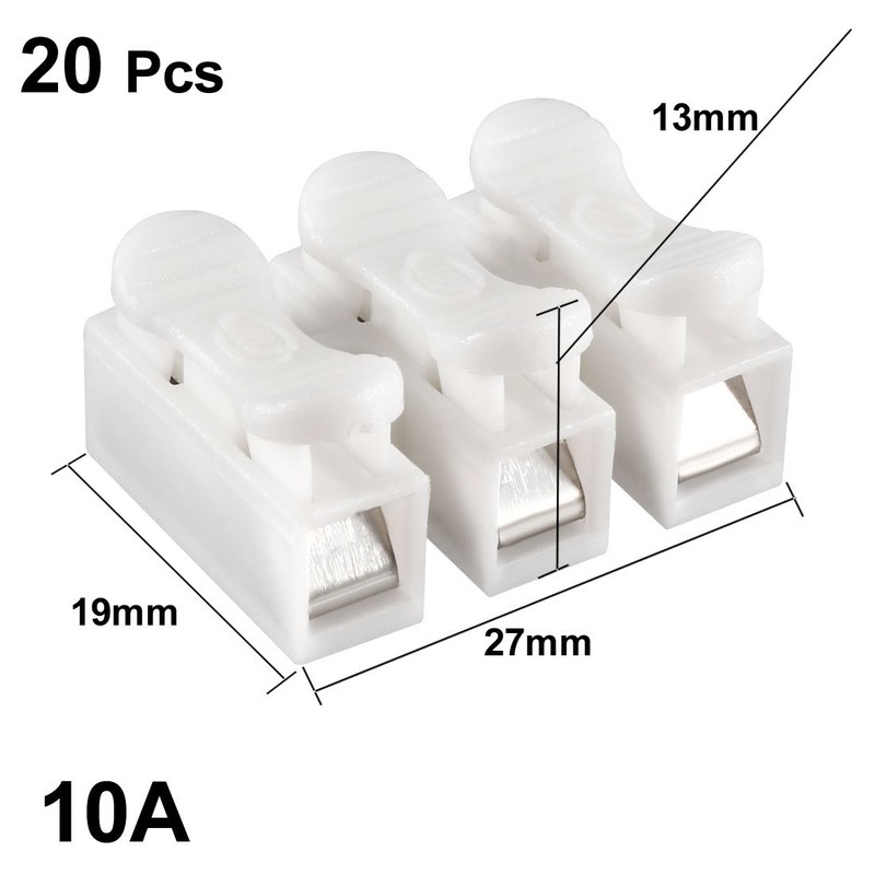 sourcingmap 20pcs CH3 Spring Wire Connectors Electrical Cable Clamp Terminal