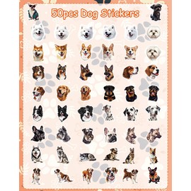 50pcs Cute Dog Stickers for Water Bottles, Puppy Stickers Dog Scrapbook Stickers Animal Stickers Cute Pet Stickers for Kids Stickers for Dog Party Favors, Dog Gifts for Dog Lovers and Owners Laptop