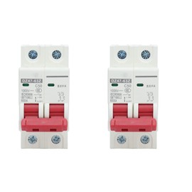 Pack of 2 1000 V DC Circuit Breaker DIN Rail 50 A C50 2P Overload Protection Air Switch Circuit Breaker for Home Lighting Distribution Lines Solar PV System