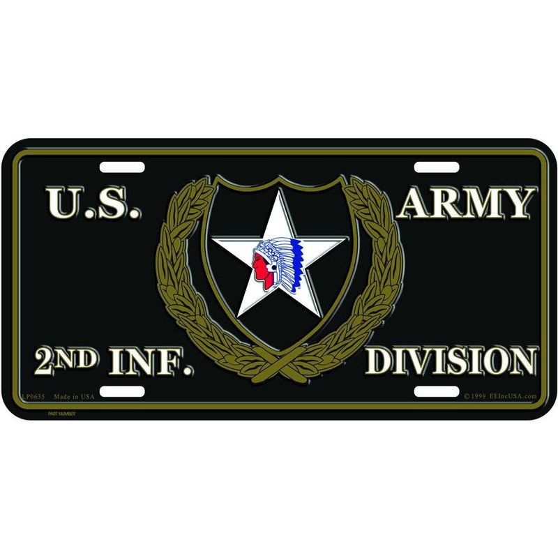 U.S. Army 2nd Infantry Division License Plate with Frame