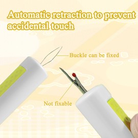 Asitanie Pack of 3 2 in 1 Needle Threader, Seam Ripper, Retractable Threading Aid for Sewing Needles, Practical for Hand Knitting and Sewing Projects, Hand Sewing Crafts, DIY Accessories