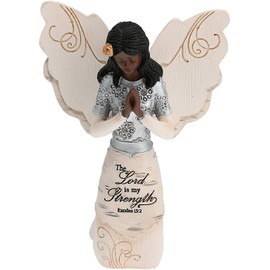 Pavilion Gift Company Elements 82324 - Figura Coleccionable de oración, ébano arrodillado y ángel Rezando, 13,7 cm