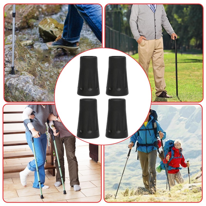 Daryunk 4Pcs Hiking Poles Rubber Buffer, Non-Slip Replacement Rubber Buffer