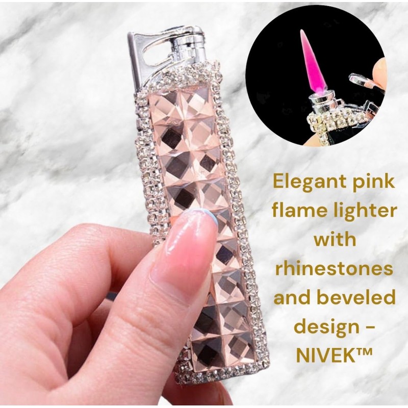Rhinestone Bling Lighter Luxury Torch Refillable Windproof Elegant Evening Party