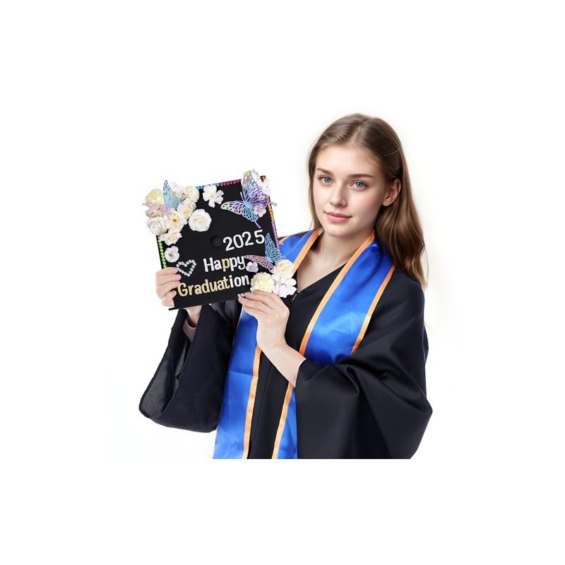 42 Pcs Graduation Hat Decorations Kit Includes 20Pcs Purple Decorative