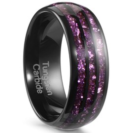 Holizaly 8mm Black Men's Tungsten Wedding Ring Cosmic Elements Polished Finish Comfort Fit Size 7-14 With Gift Box (8MM Tungsten Black, 7)