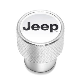 iPick Image for Jeep in White on Shining Silver Aluminum Tire Valve Stem Caps