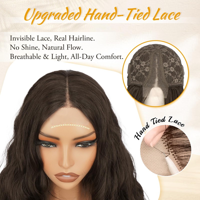 RUWISS Long Wavy Wigs for Women, 23 Inch Lace Front