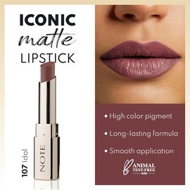 Iconic Matte Lipstick - 107 Idol by Note Cosmetique for Women - 0.11 oz Lipstick
