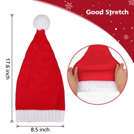 OCTEEN Knitted Santa Hat Adult Christmas Hat Xmas Hat Unisex Knit Beanie Hat Red Skull Cap Stocking Hat For Women Men