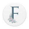 Letter F Teal Blue Floral Initial Monogram on White