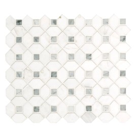 MSI Bianco Dolomite Dotty Polished Marble Tile for Kitchen Backsplash, Bathroom, Accent Wall, and Shower, Mesh-Mounted Mosaic