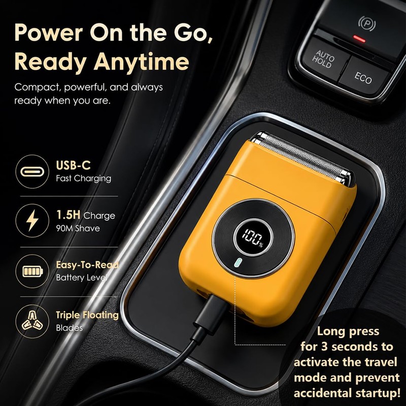 Electric Foil Shaver for Men Face Grooming Razor Beard Trimmer(Yellow)