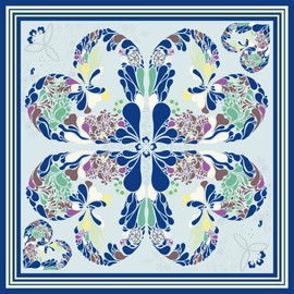 Lorenzo Cana Silk Scarf for Girls Elaborately Printed Cloth 100% Silk 70 cm x 70 cm Harmonious Blue Colours Scarf 8903622, lightblue