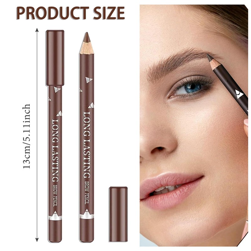 12 PCS Waterproof Brown Eyebrow Eyeliner Pencil - Long-lasting, Sweat-proof