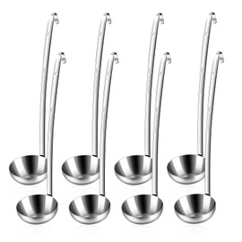 8 PCS Stainless Steel Ladle 8 Oz Soup Ladle 14" long Spoon Heavy-Duty Metal Ladle Sets big spoons for cooking Serving Soups, Gravy, Portioning, Stirring