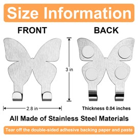 Razor Holder, Shaver Holder, Adhesive Razor Holder, Waterproof Shaver Hook for Shower, Butterfly Shaped Stainless Steel Wall Hook for Robe Plug Loofah Towel Bathrobe Coat for Bathroom Kitchen, CHB322