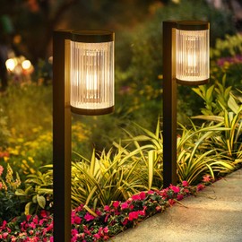 ELECLINK Solar Pathway Lights Outdoor, 2 Pack Upgraded Outdoor Solar Lights for Outside Super Bright Up to 12Hrs, IP65 Waterproof Solar Garden Lights for Yard Path Walkway Decor Landscape Lighting