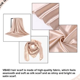 VBAEI 35” Large Square Satin Head Scarf - 1Pcs Silk Like Head Scarves Satin Hair Scarf Silk Bandana Sleeping Head Wraps For Women (Camel)