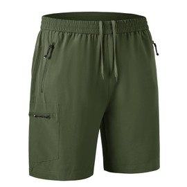 JHMORP Men's Running Shorts Light Elastic Waist Stretch Fishing Hiking Cycling Mountain Climb Travel Shorts with Pockets (Army Green,CA XL)