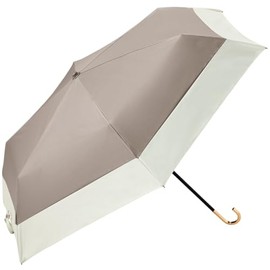 Bicause B-093502 Women's Folding Umbrella, 19.7 inches (50 cm), Mini, UV Shield, Light Blocking, PU Bi-Color, Gray