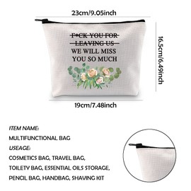 WCGXKO Funny Coworker Leaving Gift We Will Miss You So Much Going Away Gift for Colleague Zipper Pouch Makeup Bag (for Leaving us CA)