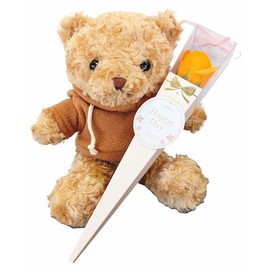Q-FLA Cupla and3 Bath Salt Bear Set Soap Flower Bouquet Mini Orange Brown Bear Plush Gift, 1 Piece, 1g / Q-FLA 큐플라 and3 입욕제 곰 세트 소프 플라워 부케 미니 오렌지 브라운 곰 인형 선물, 1개, 1g