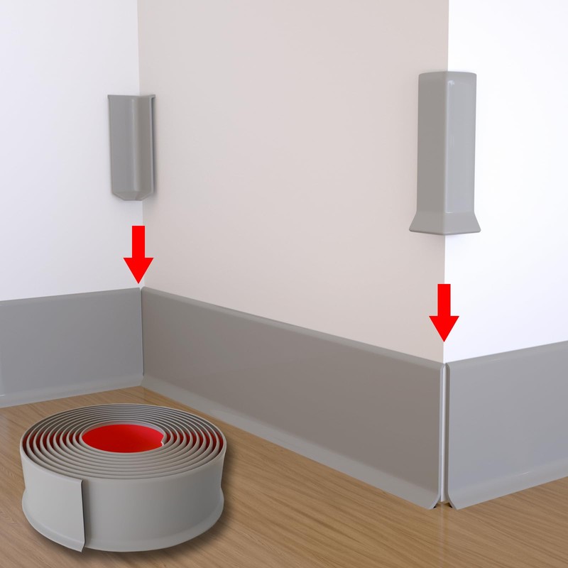 COUKIU Self Adhesive Baseboard Corner Blocks, 4inch(Width)3 Inside + 3