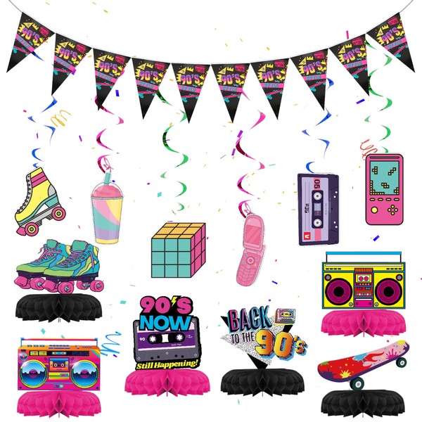 90s Theme Party Birthday Decorations - Pack of 22 90s
