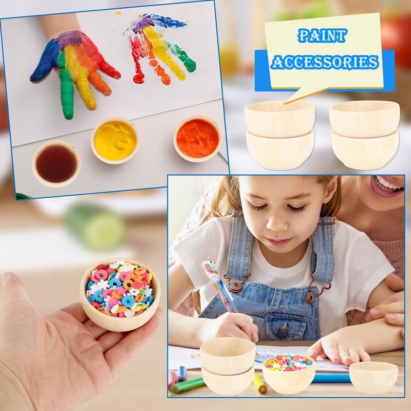Medanera 25 Pcs Wooden Pinch Bowl Mini Round Wood Bowls