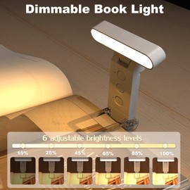 Book Light, Rechargeable Clip On Reading Light with 5 Colors & Timer, Dimmable LED Book Night Light for Reading in Bed at Night, Portable Samll Book Lamp Gifts for Readers Women Men Kids (Black)