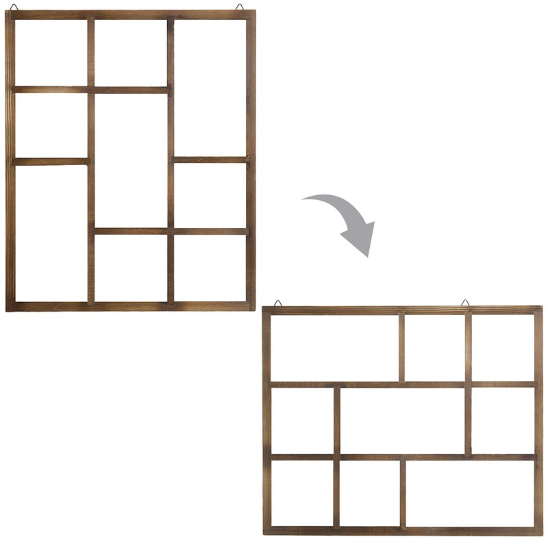 MyGift 9 Compartment Vintage Solid Wood Shadow Box, Wall Mountable