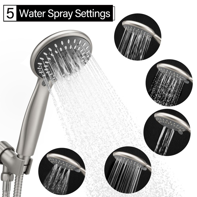 Briout Shower Head with Handheld, 5-Settings Showerhead High Pressure Powerful