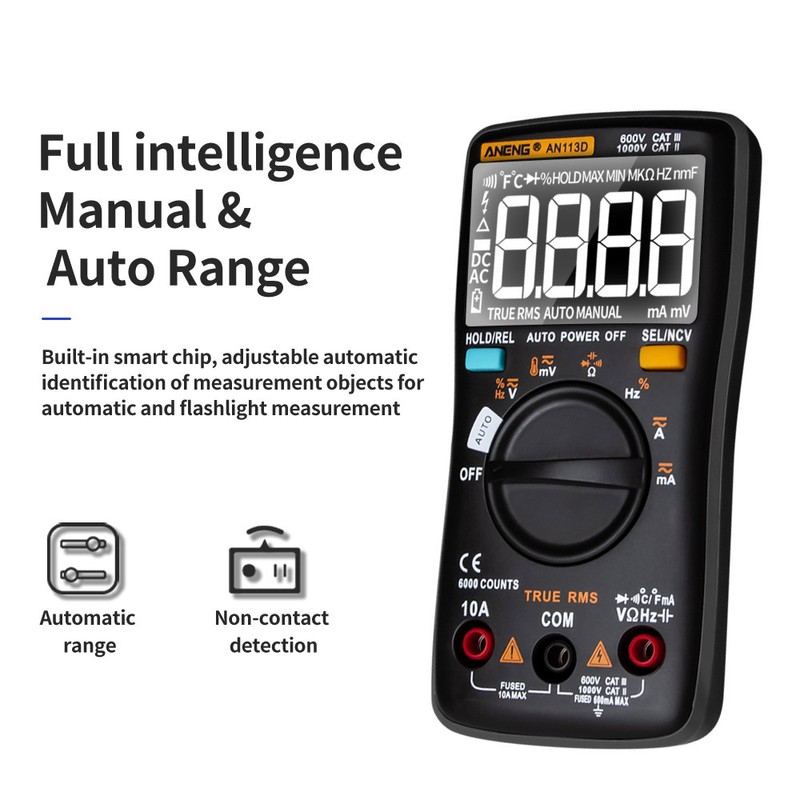 ANENG AN113D Digital Multimeter Electrical Meter 6000 Counts DC/AC Current