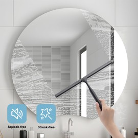 LUXEAR Shower Squeegee, 10-Inch Squeegee for Shower Glass Door, All-Purpose Stainless Steel Squeegee for Bathroom, Shower Doors, Mirrors, Tiles and Car Windows Shower Glass Cleaner with Wall Hanger