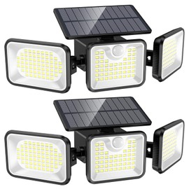 Sunenvoy 2 Pack 180 LED Solar Flood Light Outdoor,Motion Sensor Outdoor Lights,IP65 Waterproof,3 Adjustable Heads Outdoor Solar Lights,Solar Lights for Outside Fence Driveway Walkway