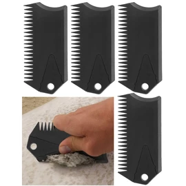 4 Pack Wax Comb with Fin Key, SUP Surf Board Wax Comb, Cleaning Remover Skim Board Surfing Accessory, Surfboard Wax Remove Comb Portable Black Fin Wax Scraper Tool, Black Maintenance Remover Comb