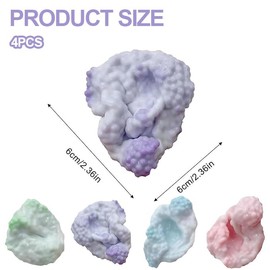 WEZCHUGHAOL Stress Relief Squish Balls, 4-Pack Shapeable Vacuum Sensory , Grape Design, Soft Flexible Squeeze Balls