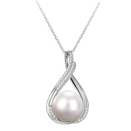 SHOWERORO Fashionable Pearl and Zircon Pendant Necklace Pearl Clavicle Chain Jewelry for Special Occasions