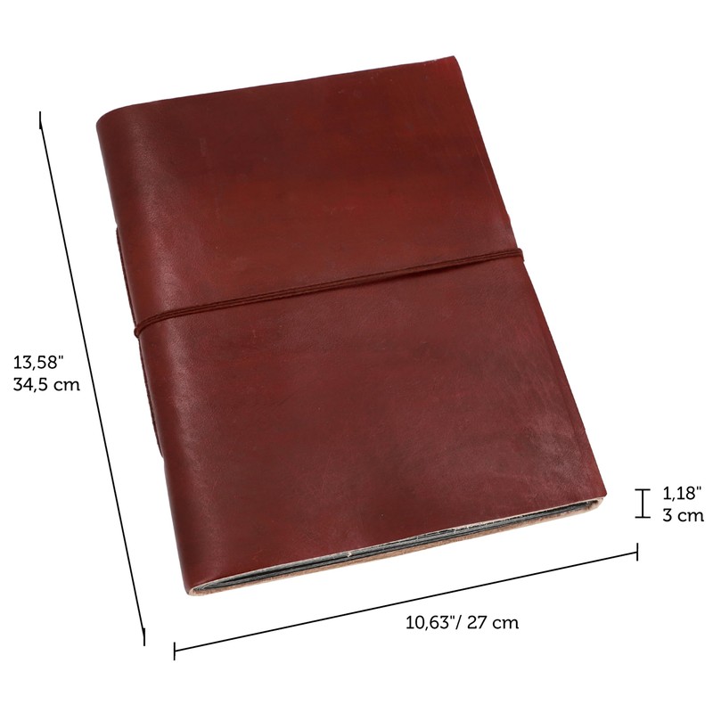 Gusti Mila Leather Photo Album, Handmade Paper, Brown Leather