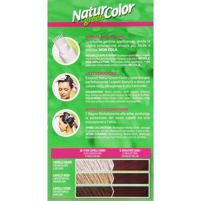 Haarfärbemittel colorazione permanente naturale natur color greenmogano chiaro mogano chiaro
