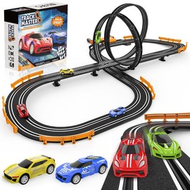 Fuwidvia Slot Car Race Track Sets for Boys, Race Car Track with 2 High-Speed Slot Cars, Battery or Electric Car Track, Dual Racing Game Lap Counter Track Sets, Toys Gifts for Boys Girls Ages 4 5 6 7 8-12 - Colour: A64-5A