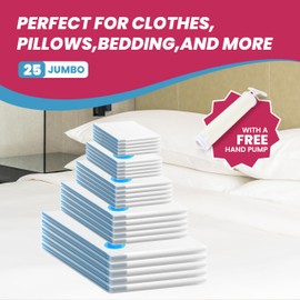 Vacuum Storage Bags, 25-Pack Space Saver Vacuum Storage Bags, Vacuum Seal Bags for Clothing, Clothes, Comforters and Blankets