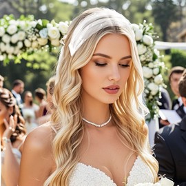 DOCILA White Pearl Mesh Bridal Short Veil, 1920s Flapper Fascinator Birdcage Veil, Tea Party Hair Accessories for Women Girls